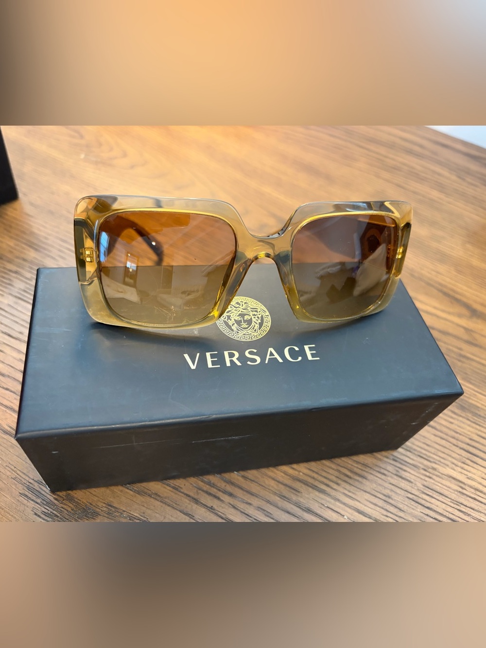 Versace Women’s Amber Brown Gradient Square Sunglasses